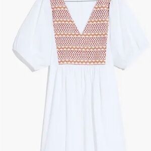 Madewell White Dress with Orange Pattern